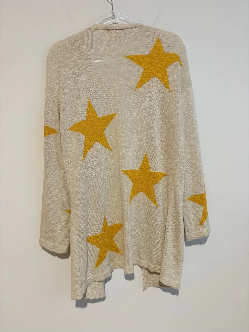 Charmed Hearts Open-Front Star Cardigan Sweater beige Yellow‎ Stars size medium